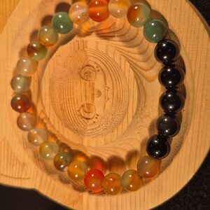 Obsidian and Peacock Agate